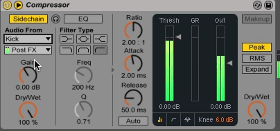 Compression in action in Ableton Live. Image courtesy of Landr.