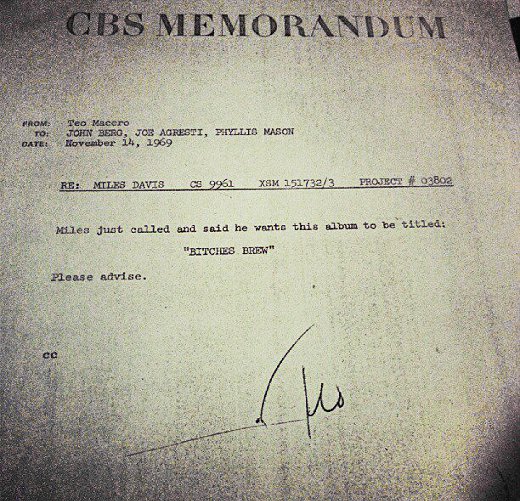 Miles Davis, CBS Memorandum