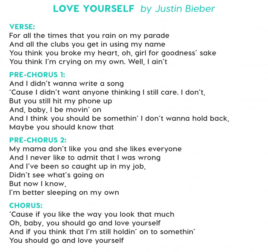 love yourself justin bieber lyrics