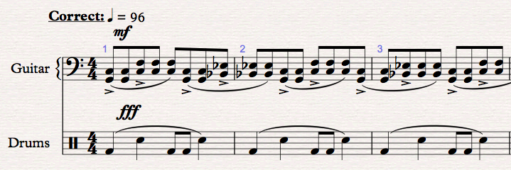 A transcription of the Gorillaz’ song “5/4” in 4/4.