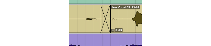 Moving the edit point slightly later on the timeline solved this problem— there’s now one clear, natural-sounding breath, and the edit point is inaudible, even when soloed in headphones. 