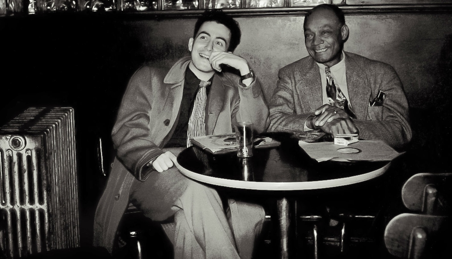 Nat Hentoff and clarinetist Edmond Hall in 1948 at the Savoy Club, Boston. Photo by Bob Parent.