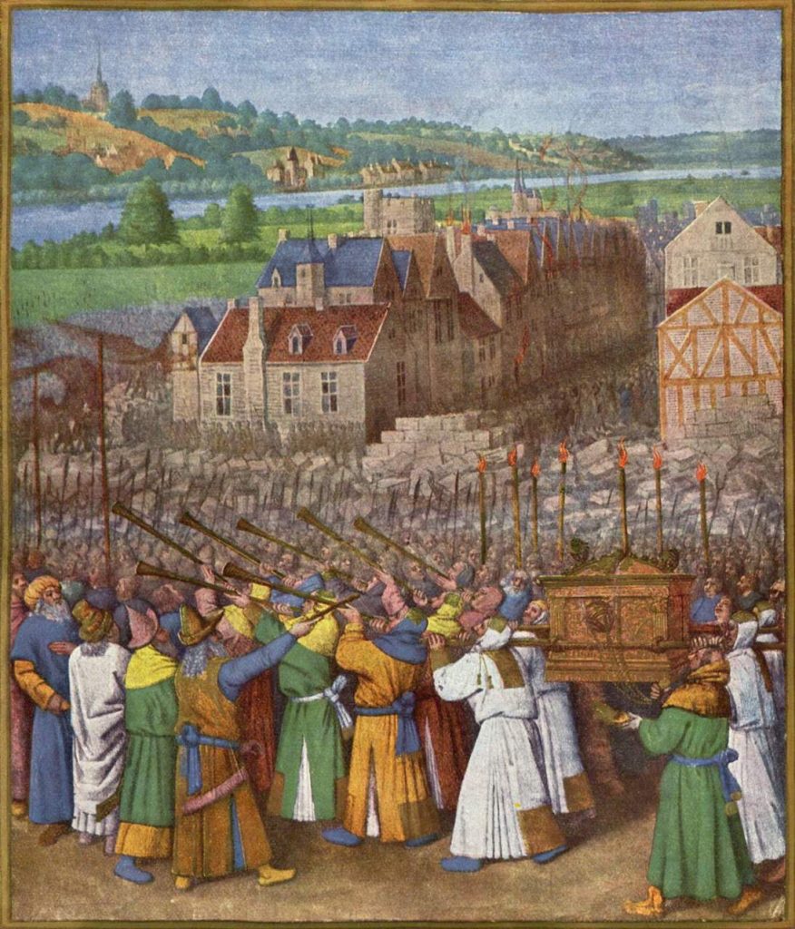 The Conquest of Jericho by Jean Fouquet (circa 1415-1420). Photo courtesy of Wikimedia commons.