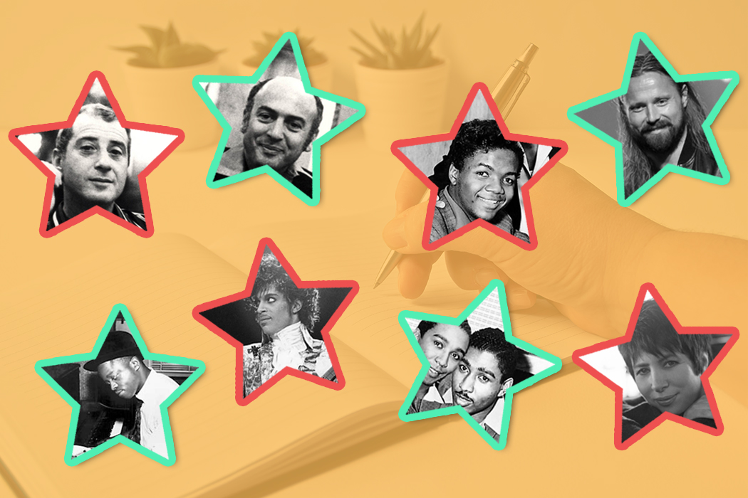 famous songwriters in star cutouts