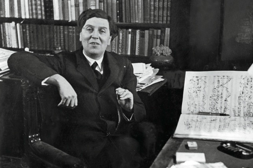 Composer, Alban Berg writing music in his study