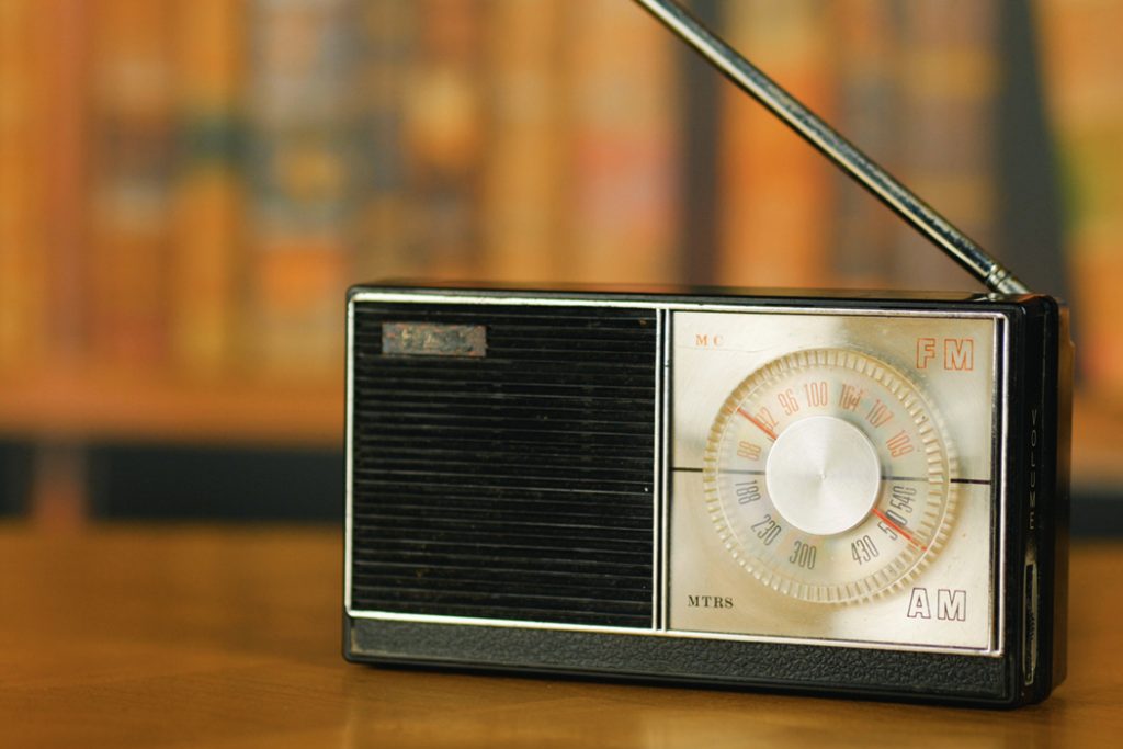 radio on a table