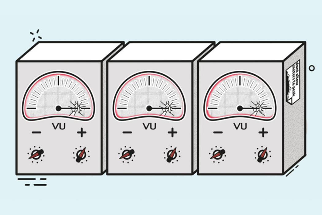 Three VU meters illustration