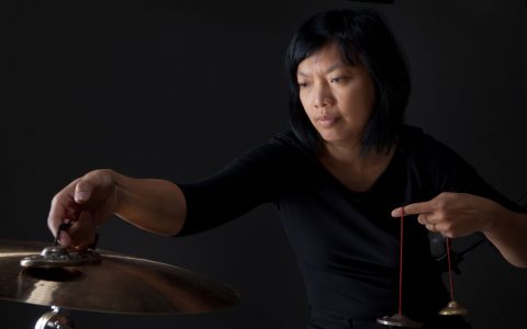 Susie Ibarra performing percussion