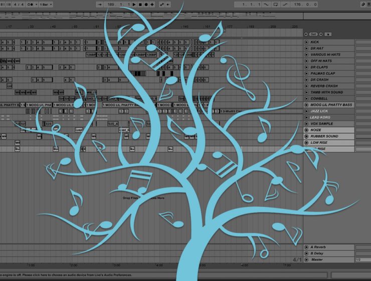 DAW with a musical tree image overlaid