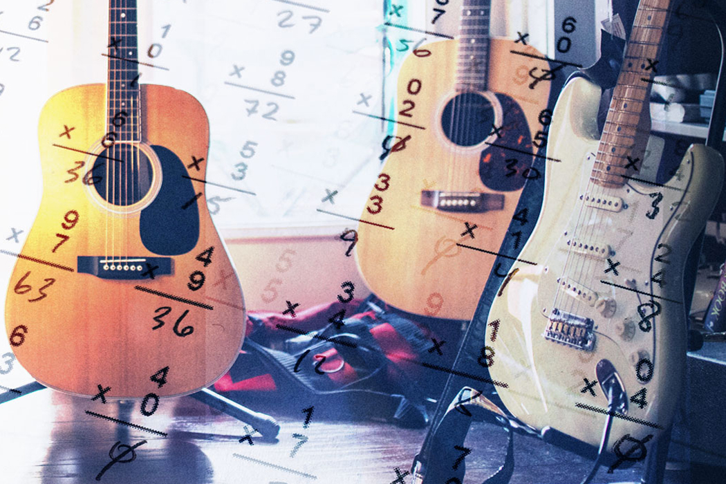 guitars overlaid with math equations
