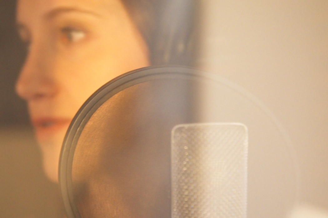 woman recording vocals