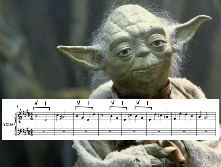 Yoda with musical staff