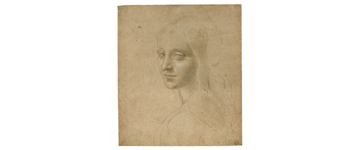A female head study by Leonardo Da Vinci for the Madonna of the Rocks.