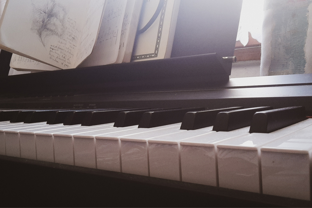 closeup of Eva Grill's piano