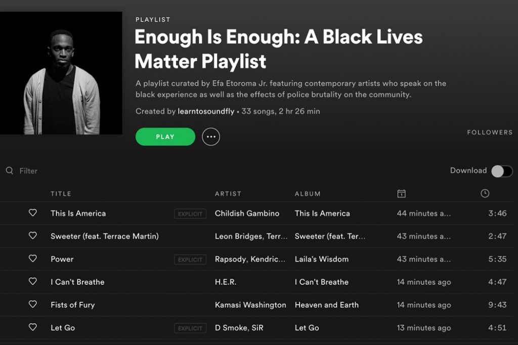 Introducing “Enough Is Enough: A Black Lives Matter Playlist”