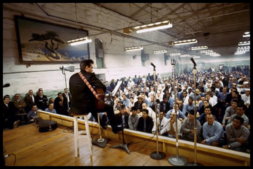 Johnny Cash performing at Folsom Prison, January 1968.