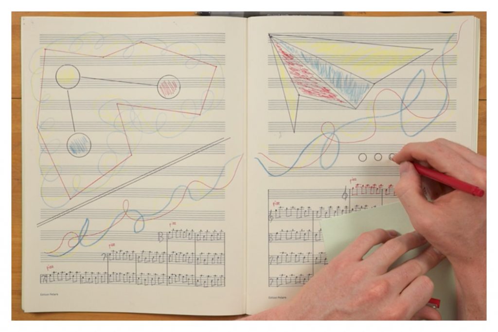 drawing on sheet music