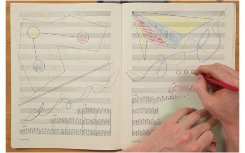 drawing on sheet music