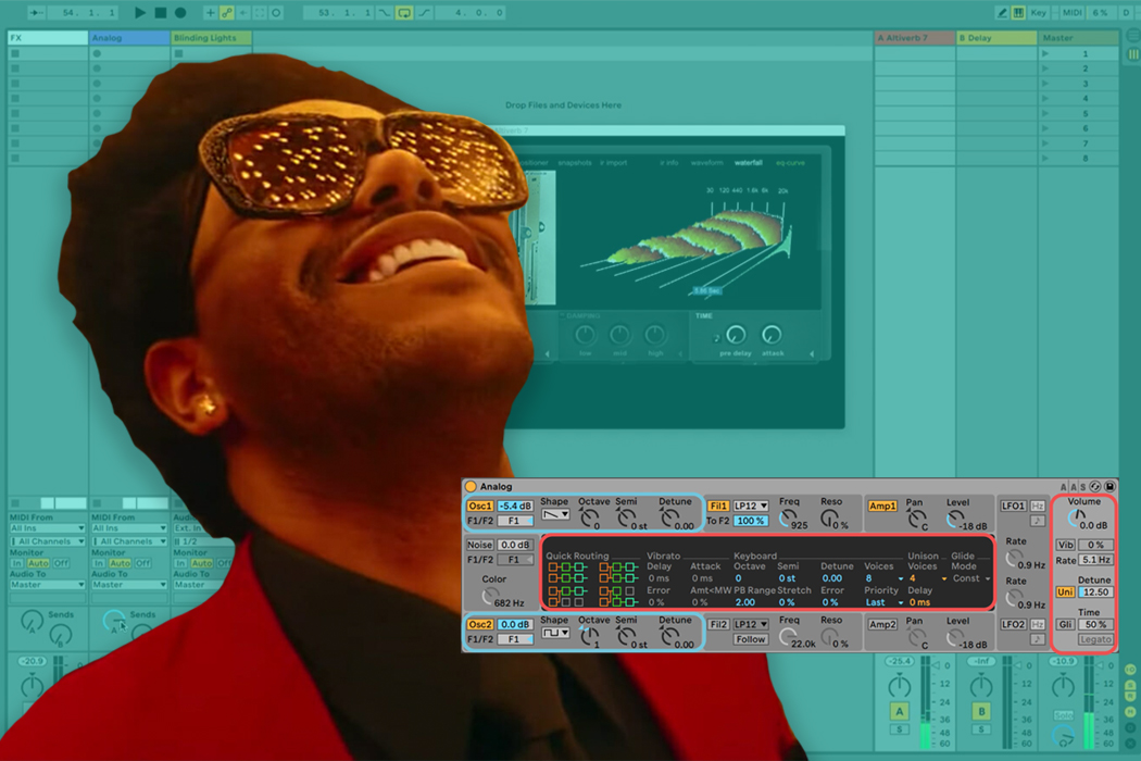 The Weeknd overlaid with Ableton synth screenshot