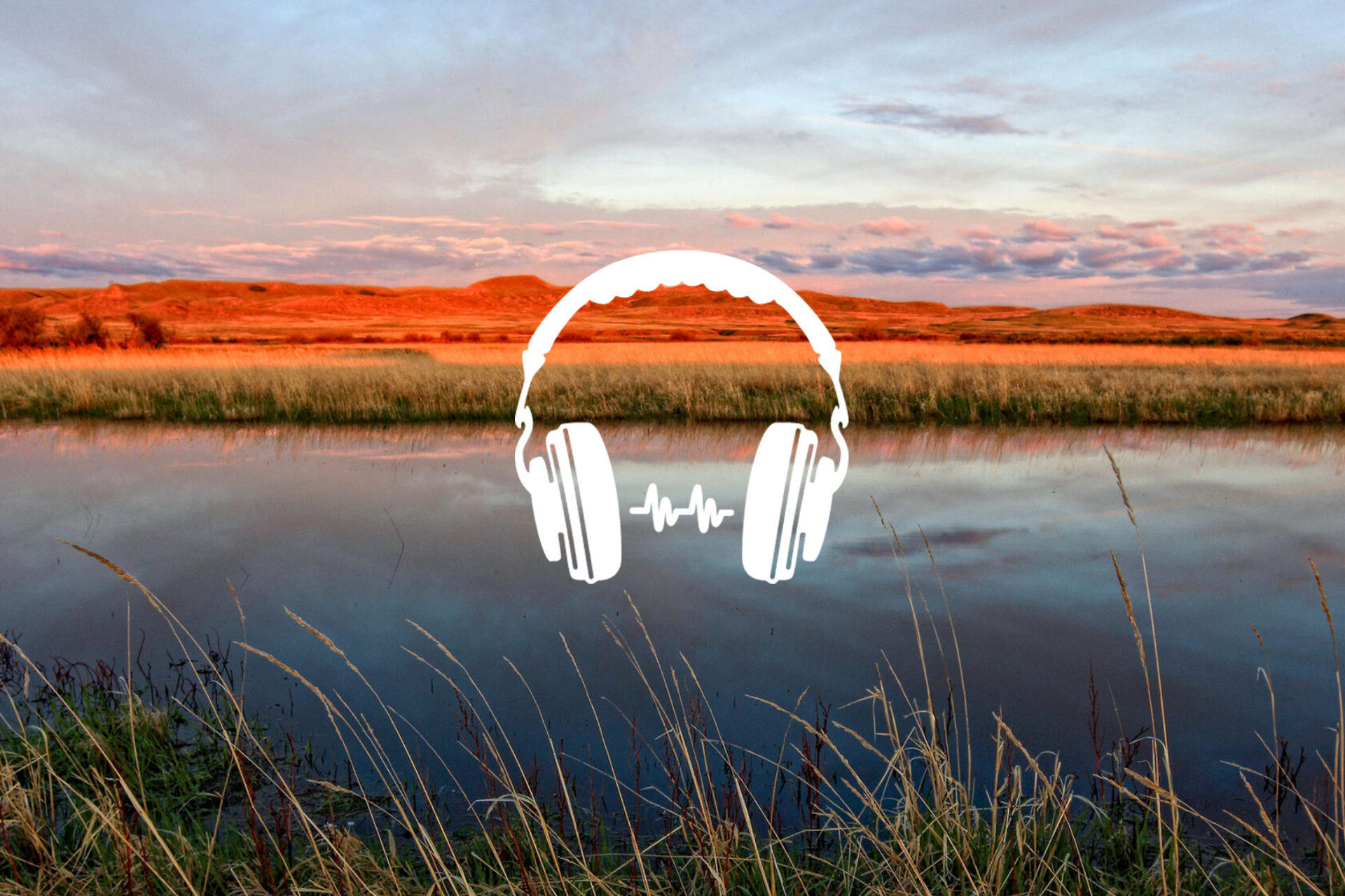 natural landscape and headphones