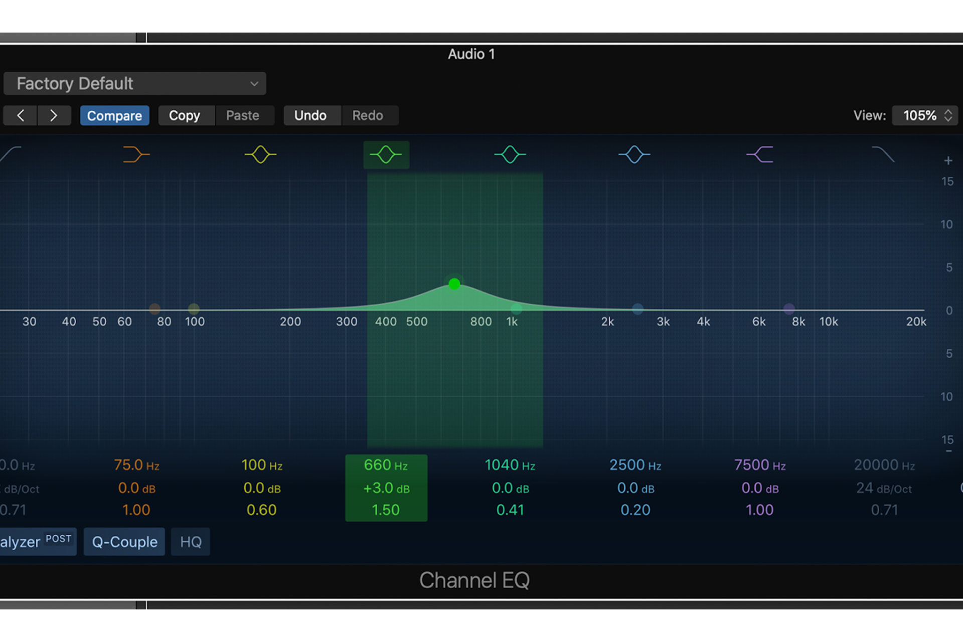 parametric EQ screengrab in Logic Pro