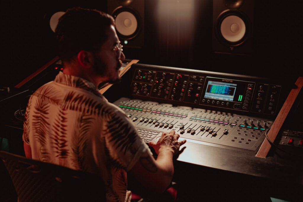 man recording audio in a studio